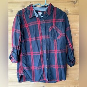 Carhartt Plaid Long Sleeve Button Down Red & Blue Medium